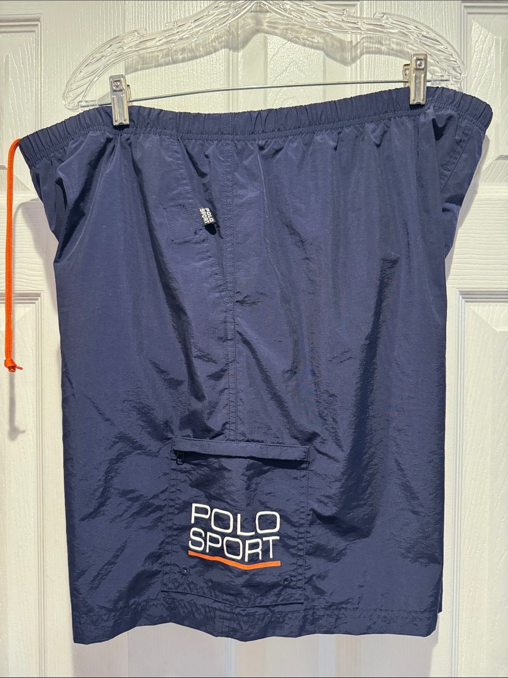 Polo by Ralph Lauren Navy Swim Board Shorts with Orange Drawcord